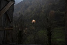 Le reflet de la lampe dans la fenêtre, superposé au paysage de la montagne(c) Céline Gaille / Hans Lucas pour le Forum Vies Mobiles. 